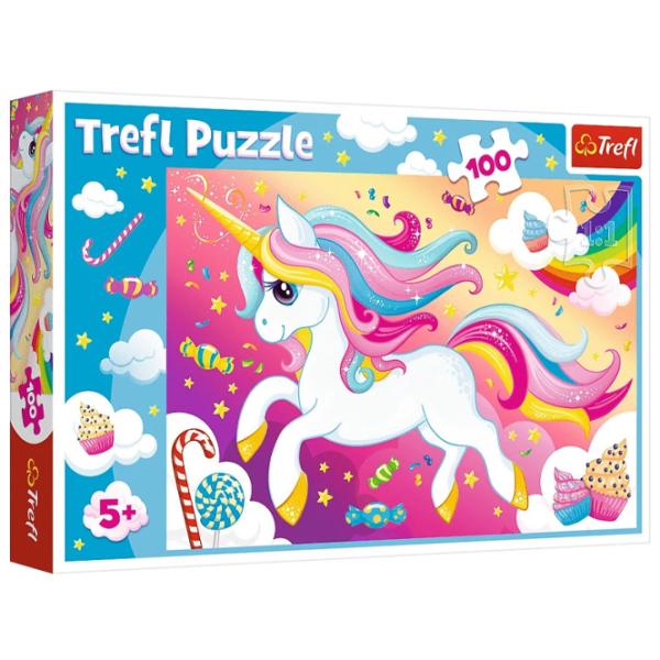 Puzzle 2D Trefl Beautiful unicorn 5+/ Numărul de piese: 100 photo 1