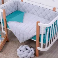 Детское постельное бельё Veres Velour Grey-Tiffany (2600000094214 ) Хлопок, холлофайбер, велюр/ Зелёный Серый