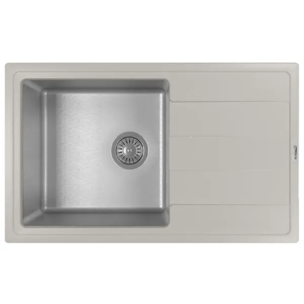 Chiuvetă Florentina Combi 780 78 x 48 / Piatră artificială, inox / Gray photo 1