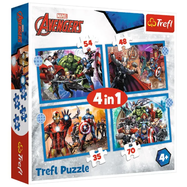 Пазл 2D Trefl 4in1 Brave Avengers 4+/ Количество деталей: 207 photo 1