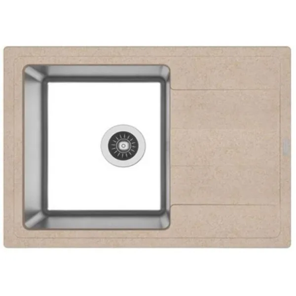 Chiuvetă Florentina Combi 780 78 x 48 / Piatră artificială, inox / Beige photo 1