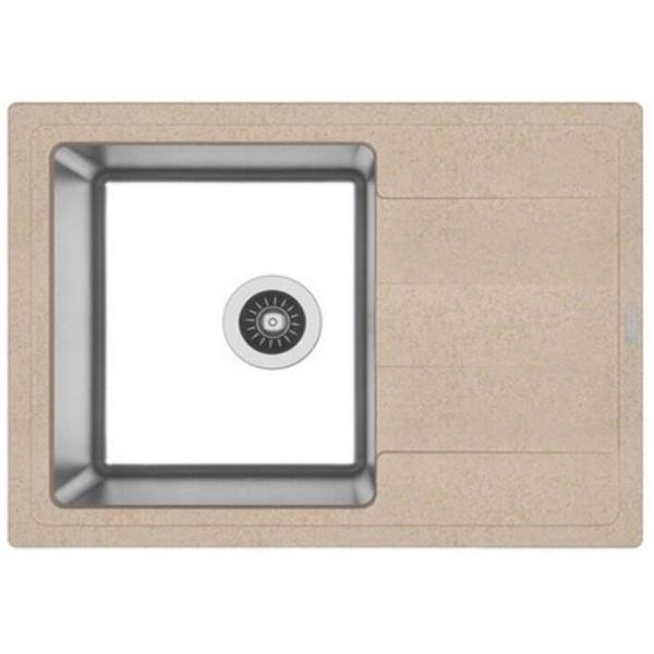 Chiuvetă Florentina Combi 780 78 x 48 / Piatră artificială, inox / Beige photo 1