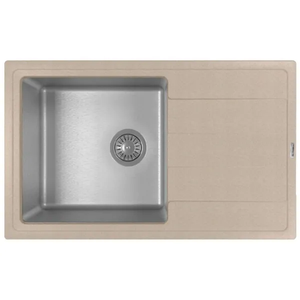 Chiuvetă Florentina Combi 780 78 x 48 / Piatră artificială, inox / Sand photo 1