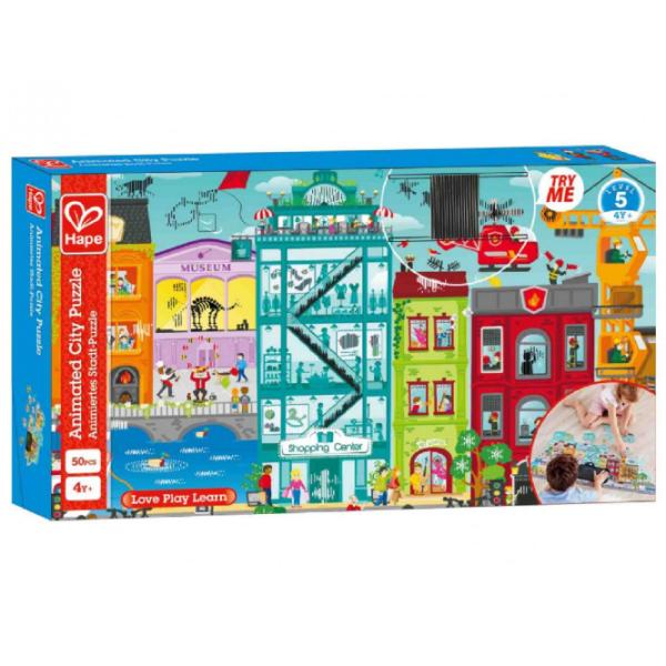 Пазл 2D Hape Animated City 4+/ Количество деталей: 49 photo 1