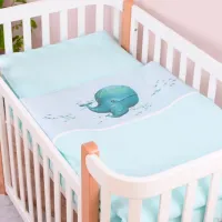 Lenjerie de pat pentru copii Veres Whale (2600000101738 ) Bumbac/ Menthol White