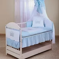 Lenjerie de pat pentru copii Albero Mio Korona (5901571377797 ) Bumbac/ Blue White