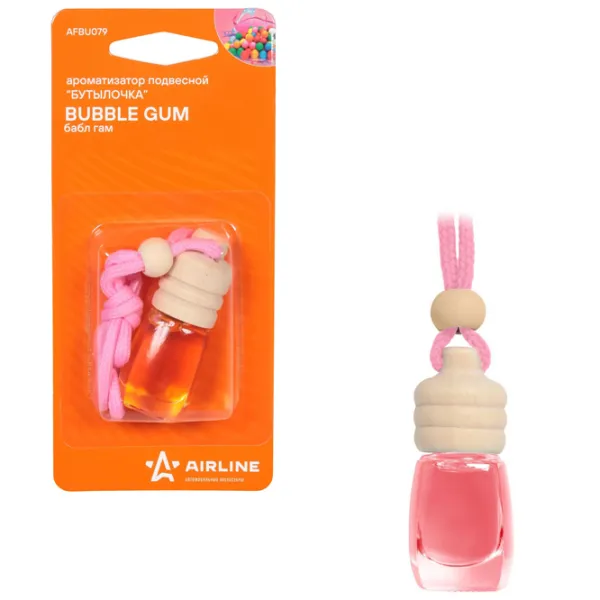 Ароматизатор для авто Airline Бутылочка Bubble Gum/ 5 мл/ на решетке вентиляции, на зеркале photo 1 Ароматизатор для авто Airline Бутылочка Bubble Gum/ 5 мл/ на решетке вентиляции, на зеркале photo 1