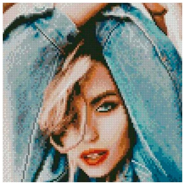 Картина по номерам Strateg Девушка в джинсовой куртке CA-0027 30 x 30 см/ Вертикальная photo 1