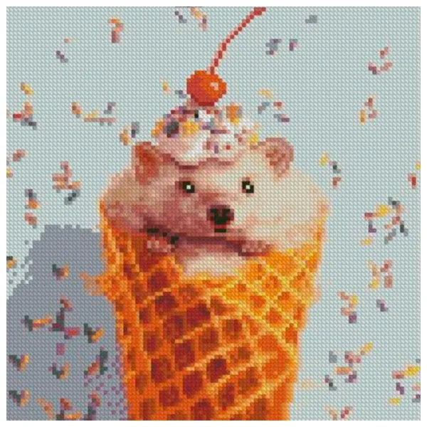 Картина по номерам Strateg Ёжик в рожке CA-0028 30 x 30 см/ Вертикальная photo 1