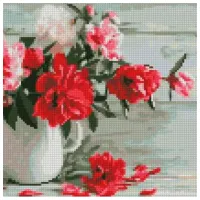 Pictură pe numere Strateg Petale roșii de bujor CA-0043 30 x 30 cm/ Verticală