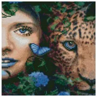 Pictură pe numere Strateg Fata și leopardul CA-0056 30 x 30 cm/ Verticală