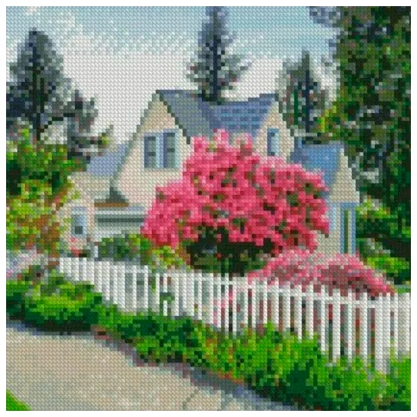 Картина по номерам Strateg Домик с кустом роз CA-0058 30 x 30 см/ Вертикальная photo 1