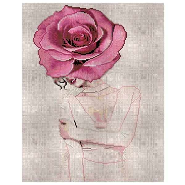 Pictură pe numere Strateg Fata cu un boboc de trabdafir FA20182 50 x 40 cm/ Verticală photo 1
