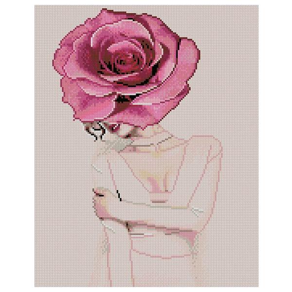 Pictură pe numere Strateg Fata cu un boboc de trabdafir FA20182 50 x 40 cm/ Verticală photo 1