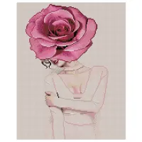 Картина по номерам Strateg Девушка бутон-розы FA20182 50 x 40 см/ Вертикальная