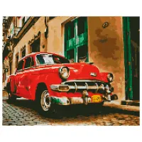 Картина по номерам Strateg Красный ретро-автомобиль FA40800 50 x 40 см/ Горизонтальная