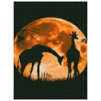 Pictură pe numere Strateg Girafă pe fundalul lunii HX025 40 x 30 cm/ Verticală