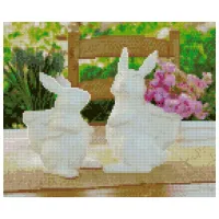 Pictură pe numere Strateg Suvenire cu iepurași HX115 40 x 30 cm/ Orizontală