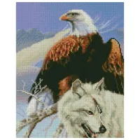 Картина по номерам Strateg Великий орёл и волк HX246 40 x 30 cm/ Вертикальная