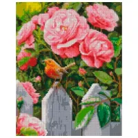 Картина по номерам Strateg Птичка у роз HX416 40 x 30 cm/ Вертикальная