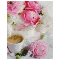 Pictură pe numere Strateg Trandafiri și cafea HX437 50 x 40 cm/ Verticală