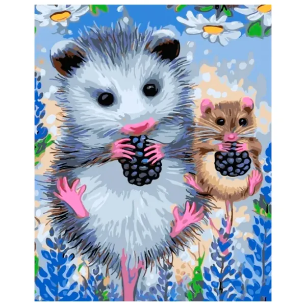 Картина по номерам Strateg Маленькие опоссумы с ягодами SS-6444 40 x 30 cm/ Вертикальная photo 1