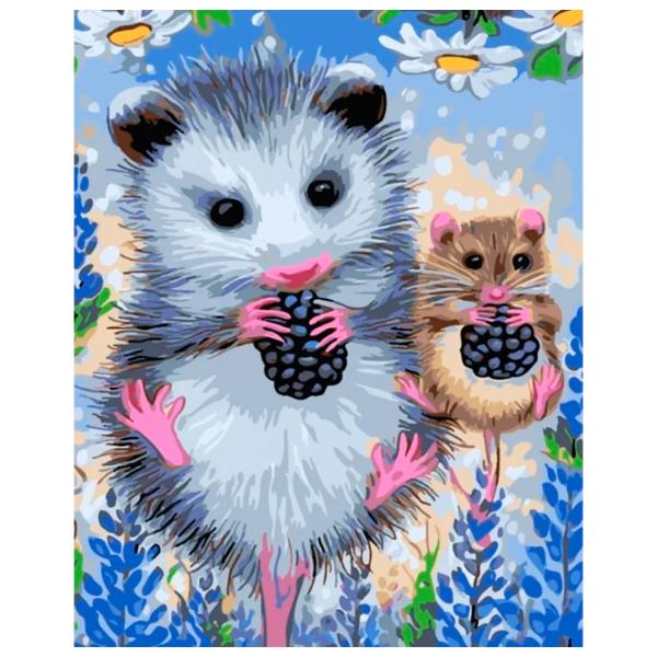 Картина по номерам Strateg Маленькие опоссумы с ягодами SS-6444 40 x 30 cm/ Вертикальная photo 1