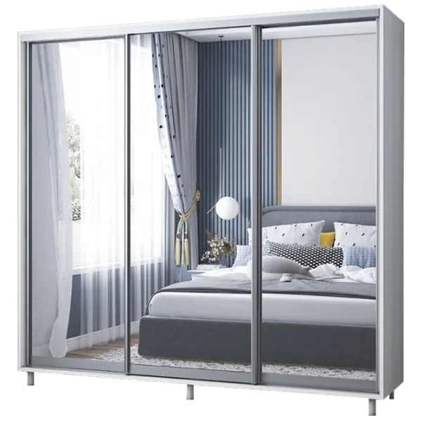 Шкаф cupe Mobildor-Lux ARON 2400 8681 240 x 60см x 220 / ЛДСП / Бриллиантовый белый photo 1