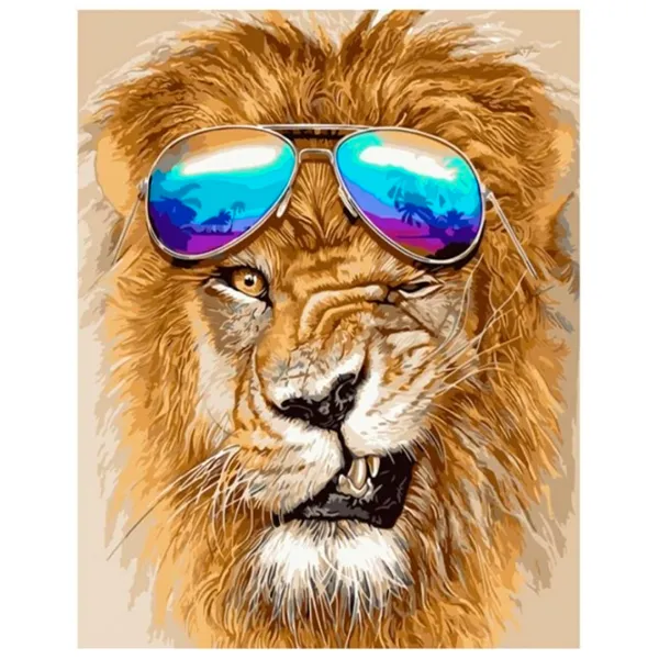 Картина по номерам Strateg Лев в очках VA-1123 50 x 40 км/ Вертикальная photo 1