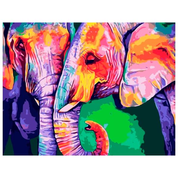 Картина по номерам Strateg Разноцветные слоны VA-1148 50 x 40 км/ Горизонтальная photo 1