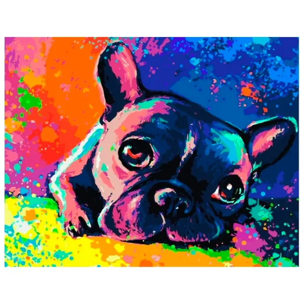 Картина по номерам Strateg Французский бульдог VA-1972 50 x 40 км/ Горизонтальная photo 1
