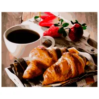 Картина по номерам Strateg Утреннее кофе с круасаном VA-2617 50 x 40 км/ Горизонтальная