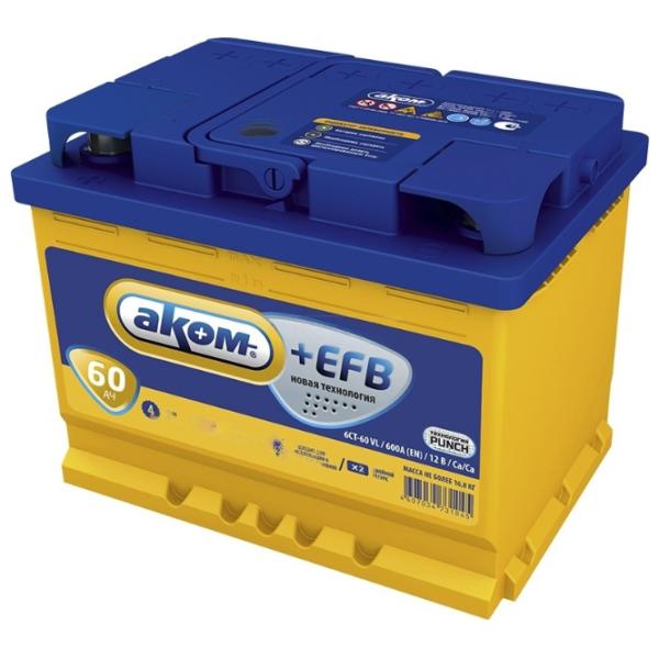 Авто аккумулятор Akom EFB 6CT-60VL 580A photo 1
