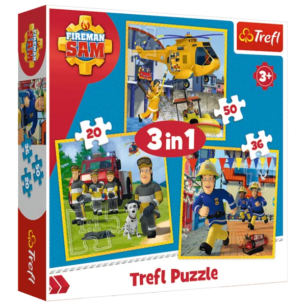Пазл 2D Trefl 3 in 1 Fireman Sam in action 3+/ Количество деталей: 106 photo 1 Пазл 2D Trefl 3 in 1 Fireman Sam in action 3+/ Количество деталей: 106 photo 1