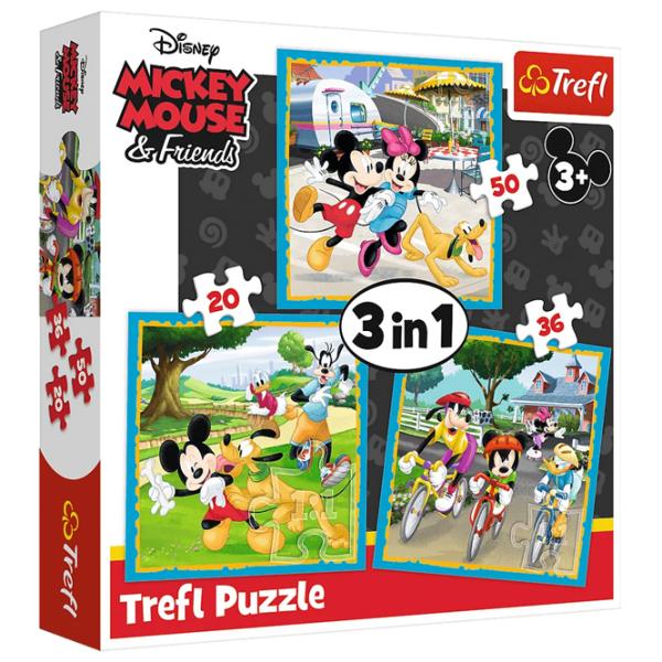 Пазл 2D Trefl 3 in 1 Mickey Mouse 3+/ Количество деталей: 106 photo 1