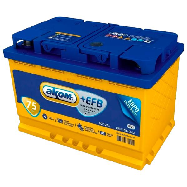 Acumulator auto Akom EFB 6СТ-75VL 750A photo 1 Acumulator auto Akom EFB 6СТ-75VL 750A photo 1