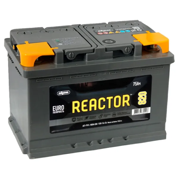 Acumulator auto Akom Reactor 6CT-75VL 820A photo 1 Acumulator auto Akom Reactor 6CT-75VL 820A photo 1