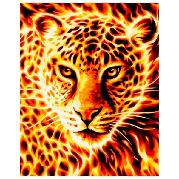 Картина по номерам Strateg Огненный леопард VA-3645 50 x 40 км/ Вертикальная photo 1