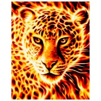 Картина по номерам Strateg Огненный леопард VA-3645 50 x 40 км/ Вертикальная