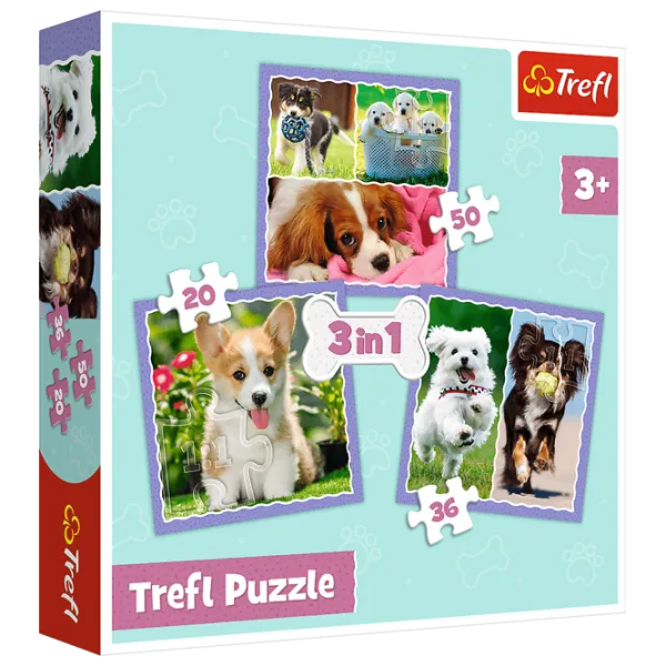 Пазл 2D Trefl 3 in 1 Lovely dogs 3+/ Количество деталей: 106 photo 1