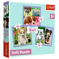 Пазл 2D Trefl 3 in 1 Lovely dogs 3+/ Количество деталей: 106