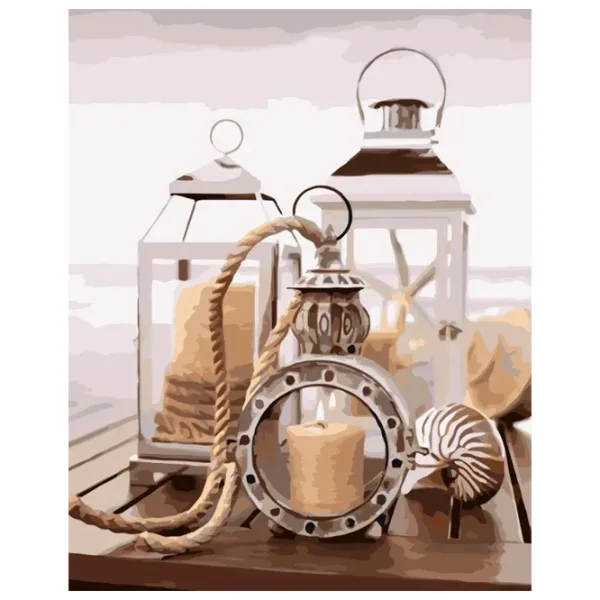 Картина по номерам Strateg Свечи и фонари VA-3649 50 x 40 км/ Вертикальная photo 1