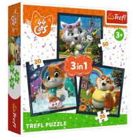 Пазл 2D Trefl 3 in 1 Meet lovely cats 3+/ Количество деталей: 106