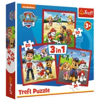 Пазл 2D Trefl 3 in 1 Paw Patrol Happy Dogs 3+/ Количество деталей: 106