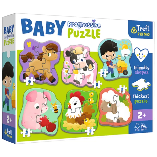 Puzzle 2D Trefl 6 in 1 Progressive Farm 3+/ Numărul de piese: 22 photo 1