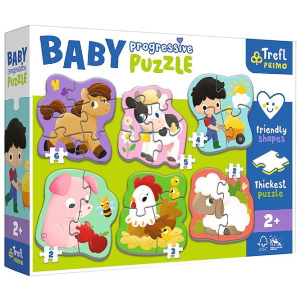 Puzzle 2D Trefl 6 in 1 Progressive Farm 3+/ Numărul de piese: 22 photo 1