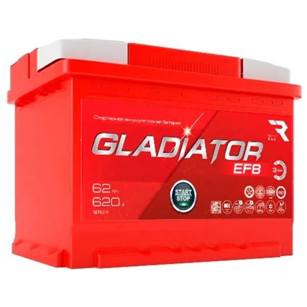 Acumulator auto Tungstone Gladiator EFB 6СТ-62L 620A photo 1 Acumulator auto Tungstone Gladiator EFB 6СТ-62L 620A photo 1