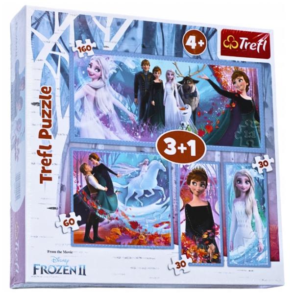 Puzzle 2D Trefl 3+1 Frozen 2 4+/ Numărul de piese: 280 photo 1