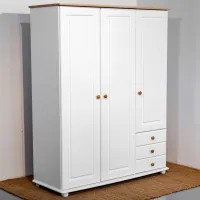 Шкаф Классический Mobicasa Dumbo 3 141 x 52см x 183 / Дерево / Белый антик