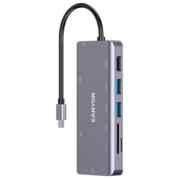 Adapter Canyon DS-11 9-in-1 USB Type-C/ Gray photo 1 Adapter Canyon DS-11 9-in-1 USB Type-C/ Gray photo 1